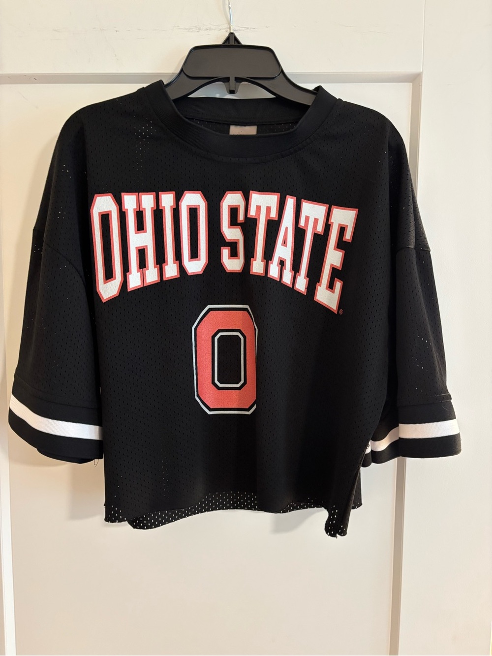 Ohio State Black Mesh Jersey Crop Top
